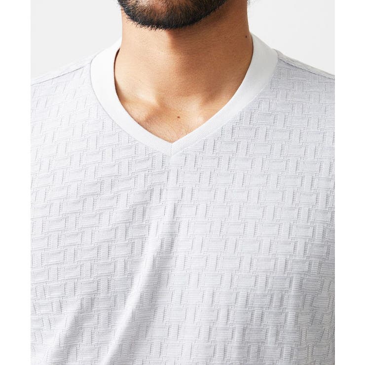 《日本製》レンガ柄Vネック長袖カットソー | MICHEL KLEIN HOMME | 詳細画像7 