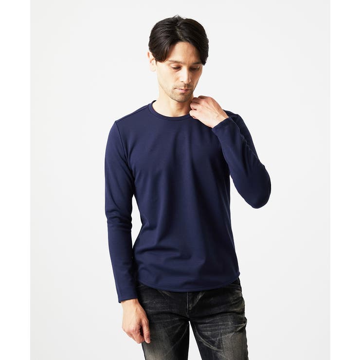 ネイビー | クルーネック長袖カットソー | MICHEL KLEIN HOMME