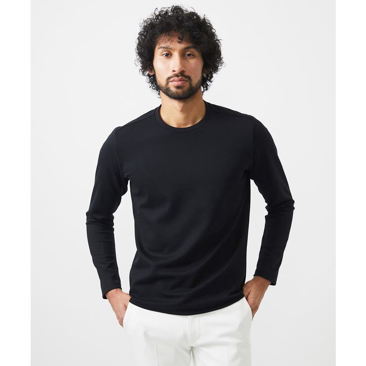 ブラック | クルーネック長袖カットソー | MICHEL KLEIN HOMME