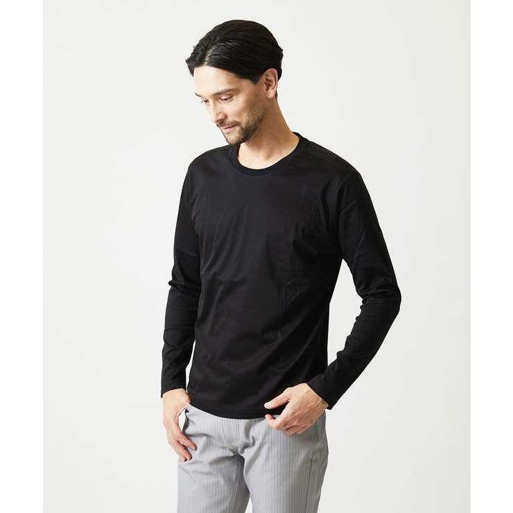 ブラック | クルーネック長袖カットソー | MICHEL KLEIN HOMME