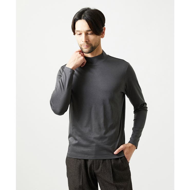ダークグレー | モックネック長袖カットソー | MICHEL KLEIN HOMME