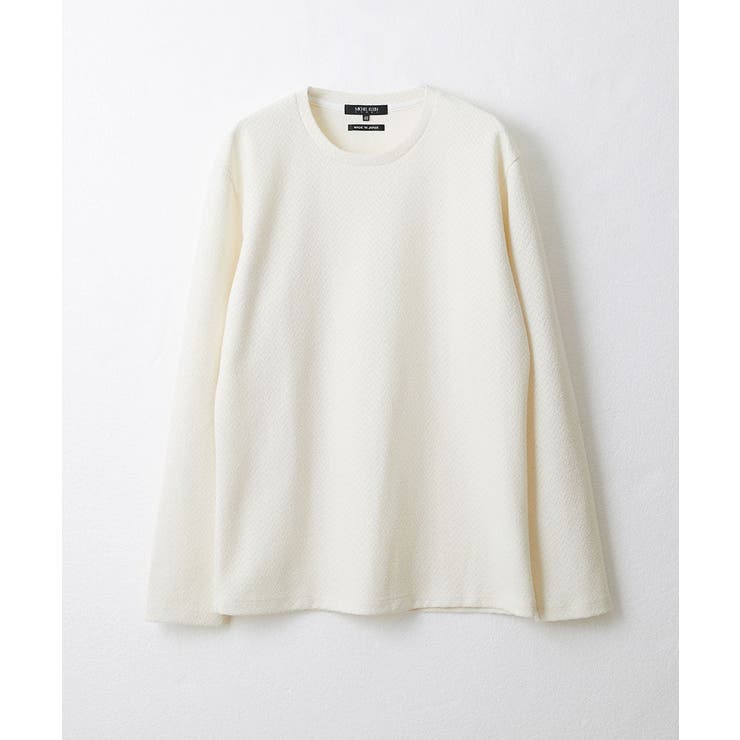 ホワイト(90) | ヘリンボン柄カットソー | MICHEL KLEIN HOMME