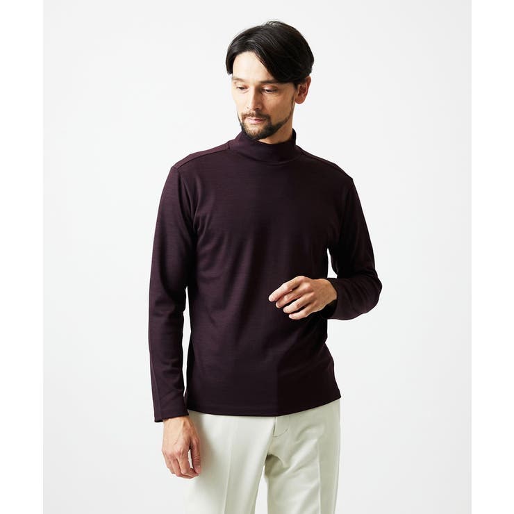 パープル | 《日本製》スムースモックネック長袖カットソー | MICHEL KLEIN HOMME