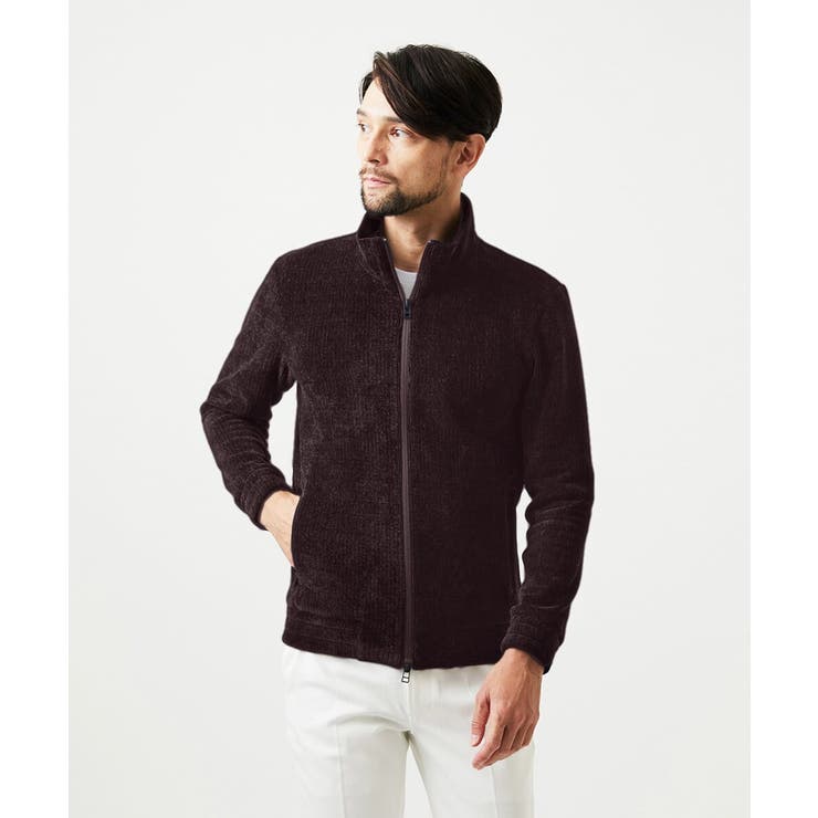 パープル | スタンドカラーモールニットカーディガン | MICHEL KLEIN HOMME