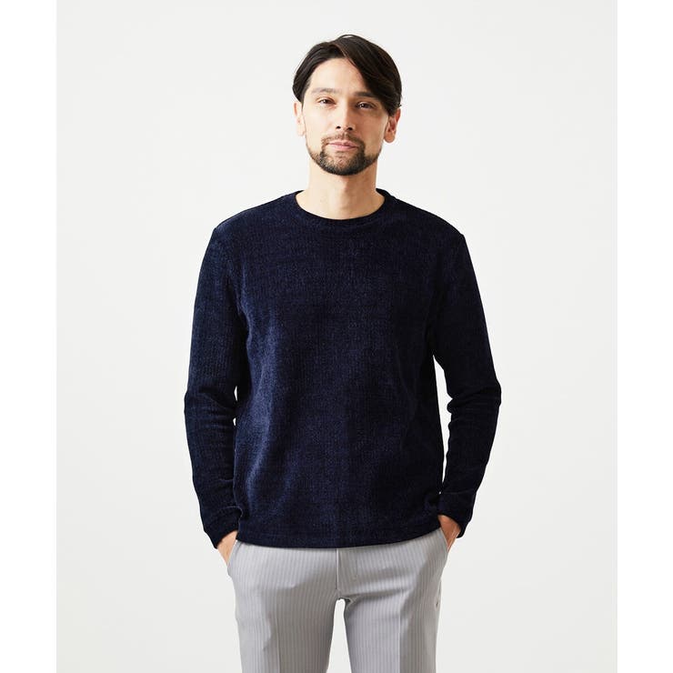 ネイビー | クルーネックモールニット | MICHEL KLEIN HOMME