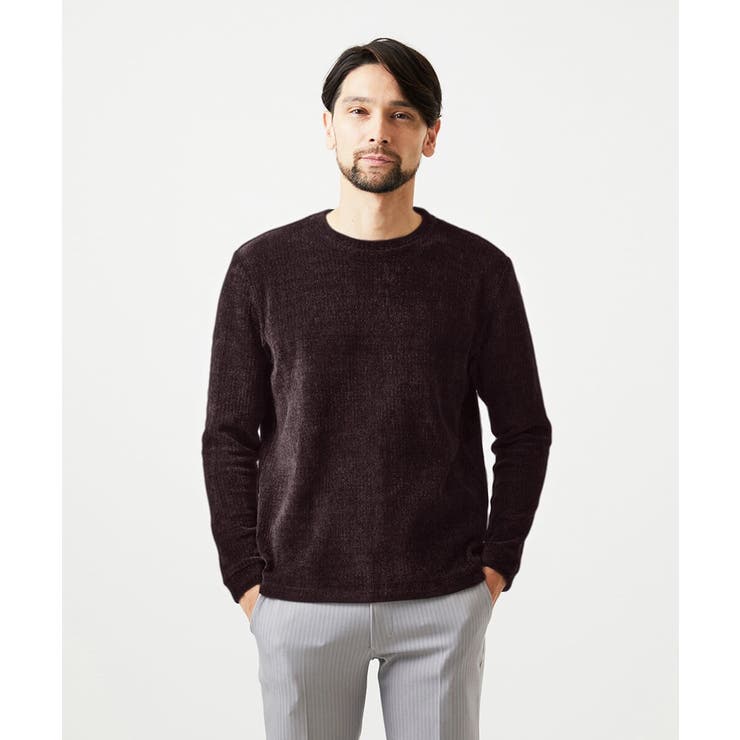 パープル | クルーネックモールニット | MICHEL KLEIN HOMME