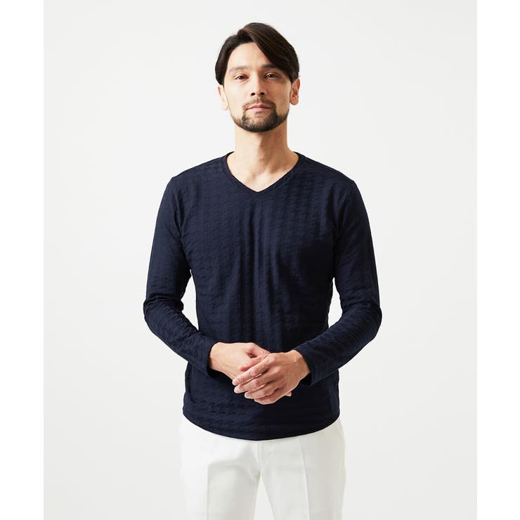 チドリ柄Vネックカットソー | MICHEL KLEIN HOMME | 詳細画像1 