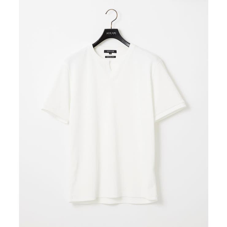 ホワイト | 《日本製》キーネック半袖カットソー | MICHEL KLEIN HOMME