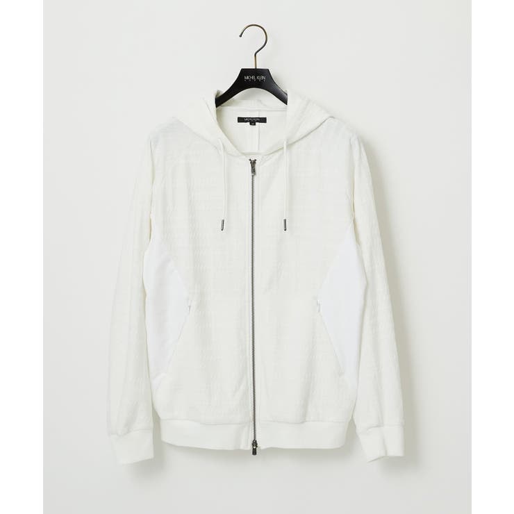 ホワイト | 【セットアップ】ジャカードジップアップパーカー | MICHEL KLEIN HOMME