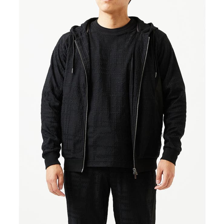 ブラック | 【セットアップ】ジャカードジップアップパーカー | MICHEL KLEIN HOMME
