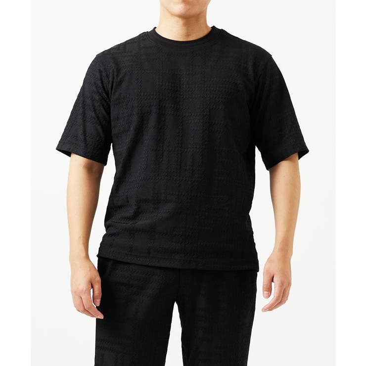 ブラック | 【セットアップ】ジャカードクルーネック半袖カットソー | MICHEL KLEIN HOMME