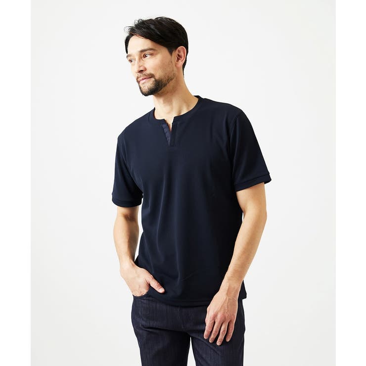 《日本製》キーネック半袖カットソー | MICHEL KLEIN HOMME | 詳細画像1 