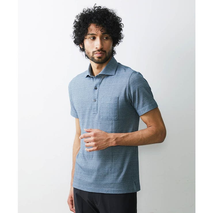 ブルー(55) | 【2023年モデル】《日本製》格子柄リンクス半袖ポロシャツ | MICHEL KLEIN HOMME