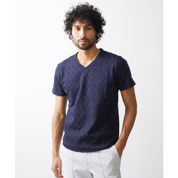 ネイビー(57) | 《日本製》ダイヤ柄半袖カットソー 24SS | MICHEL KLEIN HOMME