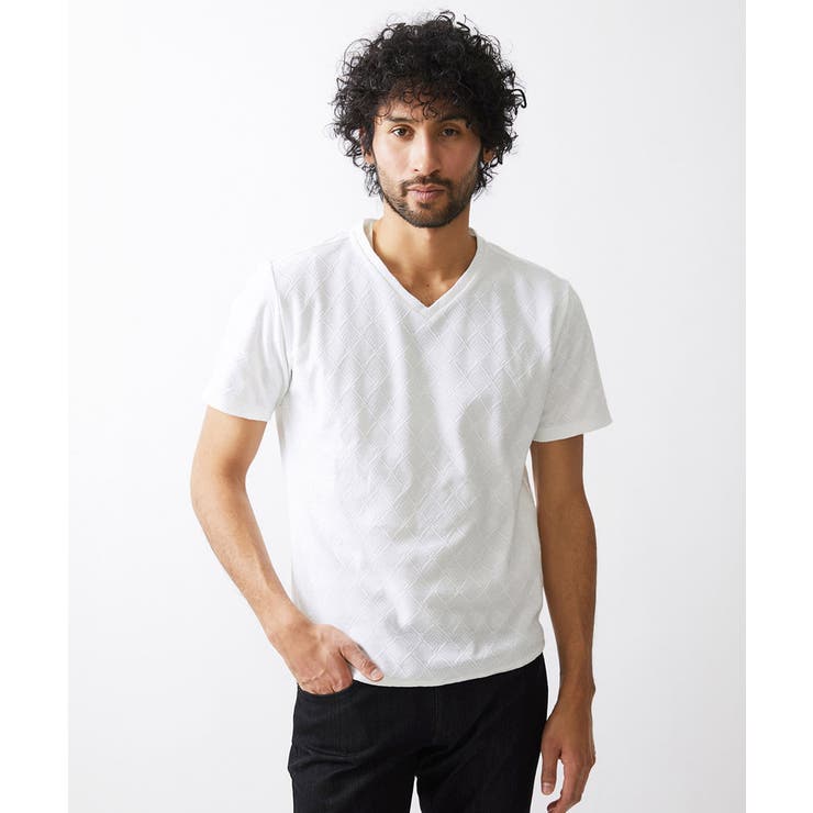 ホワイト(90) | 《日本製》ダイヤ柄半袖カットソー 24SS | MICHEL KLEIN HOMME