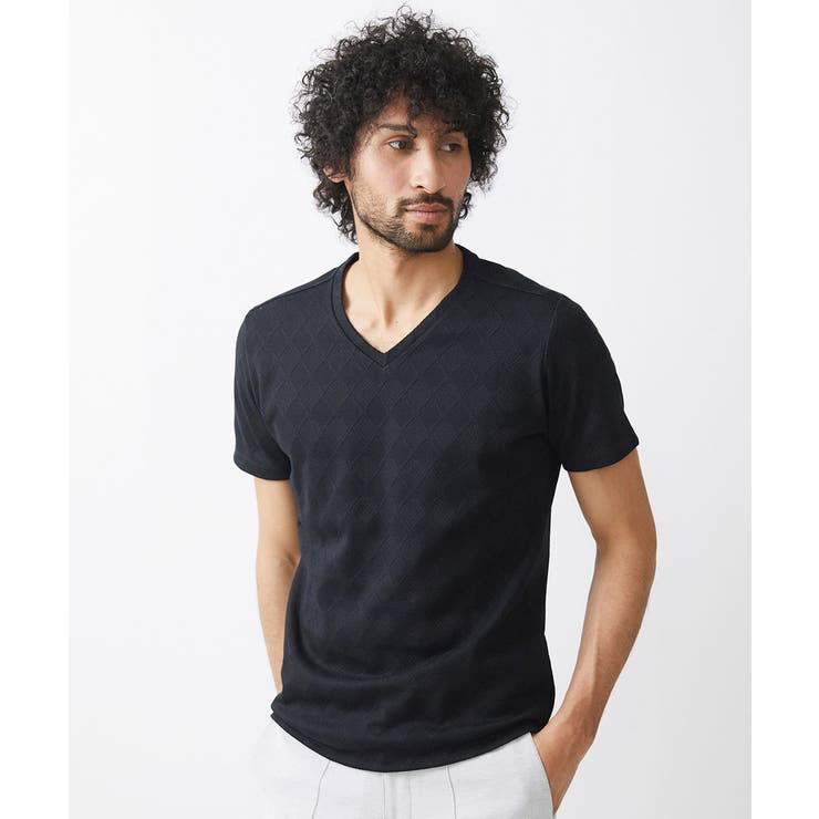 ブラック(94) | 《日本製》ダイヤ柄半袖カットソー 24SS | MICHEL KLEIN HOMME