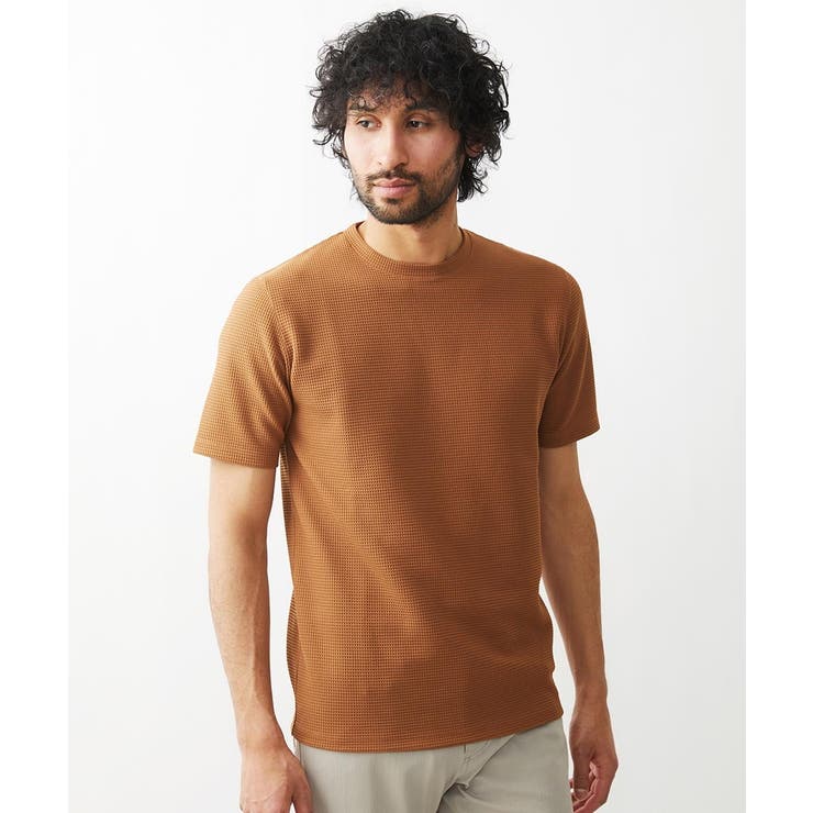 ブラウン(86) | 《日本製》ワッフル半袖カットソー | MICHEL KLEIN HOMME