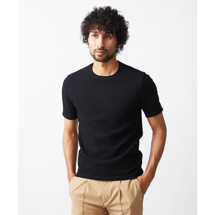 ブラック(94) | 《日本製》ワッフル半袖カットソー | MICHEL KLEIN HOMME