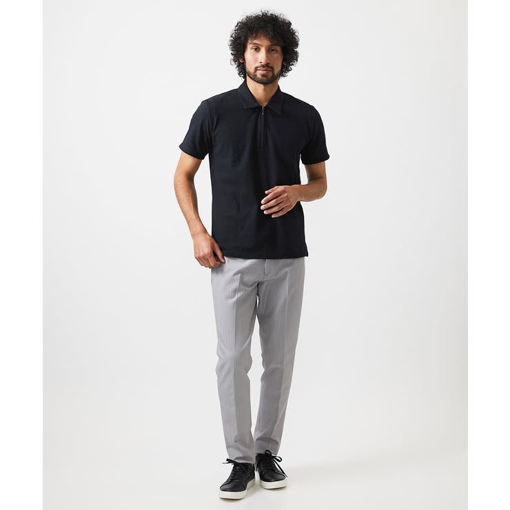 《日本製》モザイク柄ジップアップポロシャツ | MICHEL KLEIN HOMME | 詳細画像10 