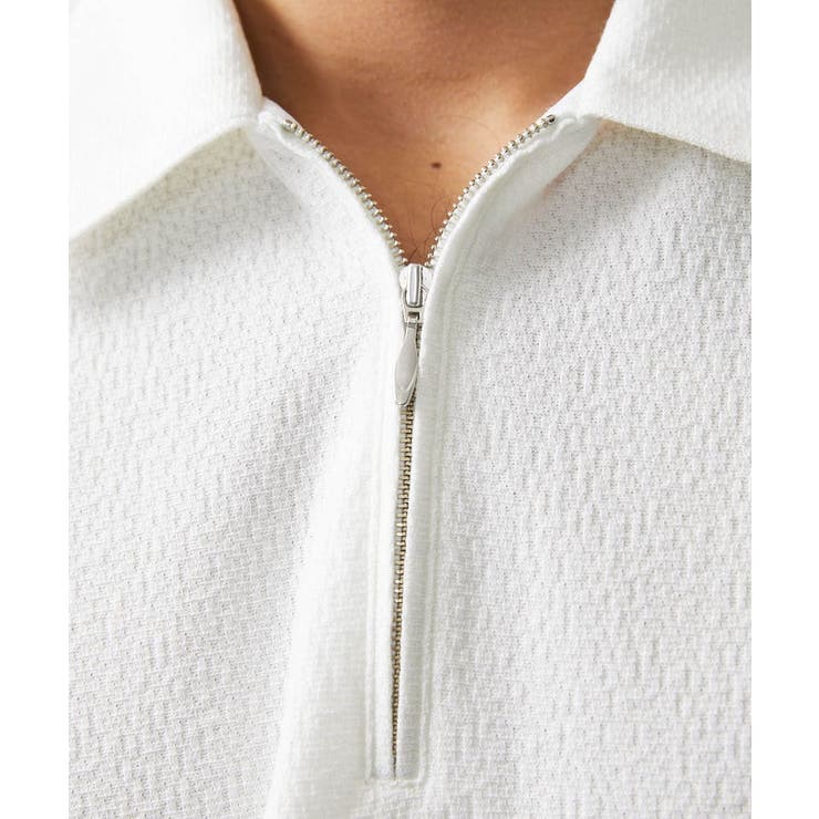 《日本製》モザイク柄ジップアップポロシャツ | MICHEL KLEIN HOMME | 詳細画像8 