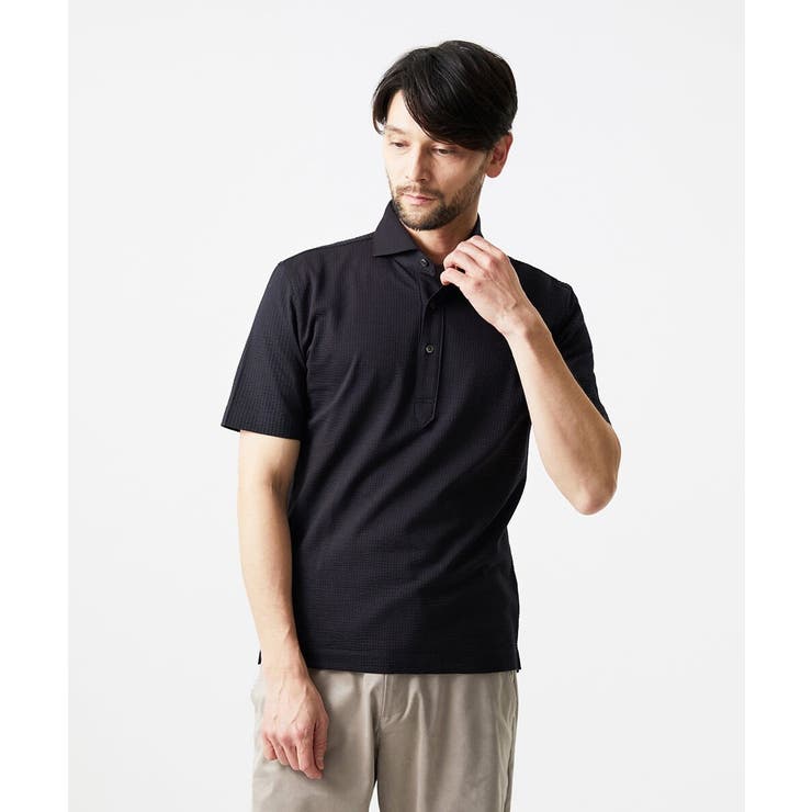 ブラック | サッカージャージ半袖ポロシャツ | MICHEL KLEIN HOMME