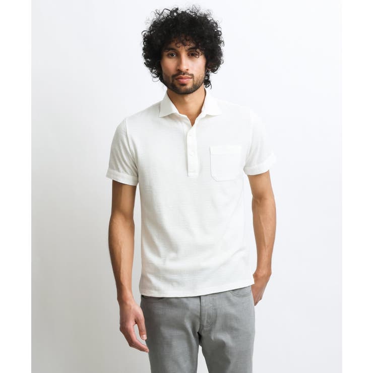 ホワイト(90) | 【2023年モデル】格子柄リンクス半袖ポロシャツ | MICHEL KLEIN HOMME