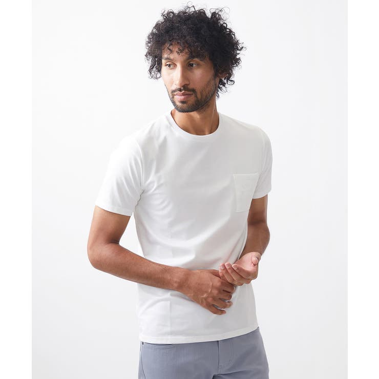 ホワイト(90) | 《日本製》ポケット付きクルーネック半袖カットソー | MICHEL KLEIN HOMME