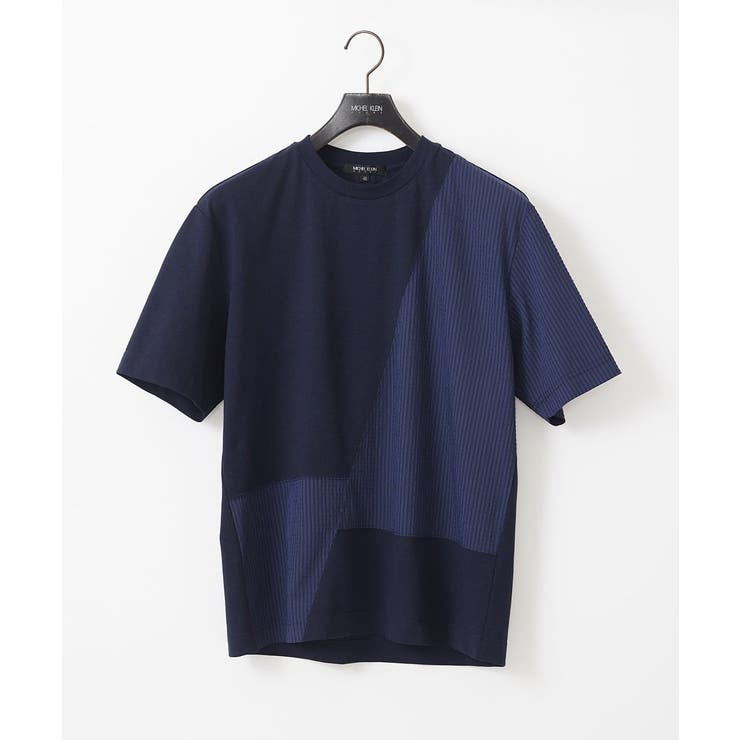 ネイビー | 【セットアップ】切り替えクルーネック半袖カットソー | MICHEL KLEIN HOMME