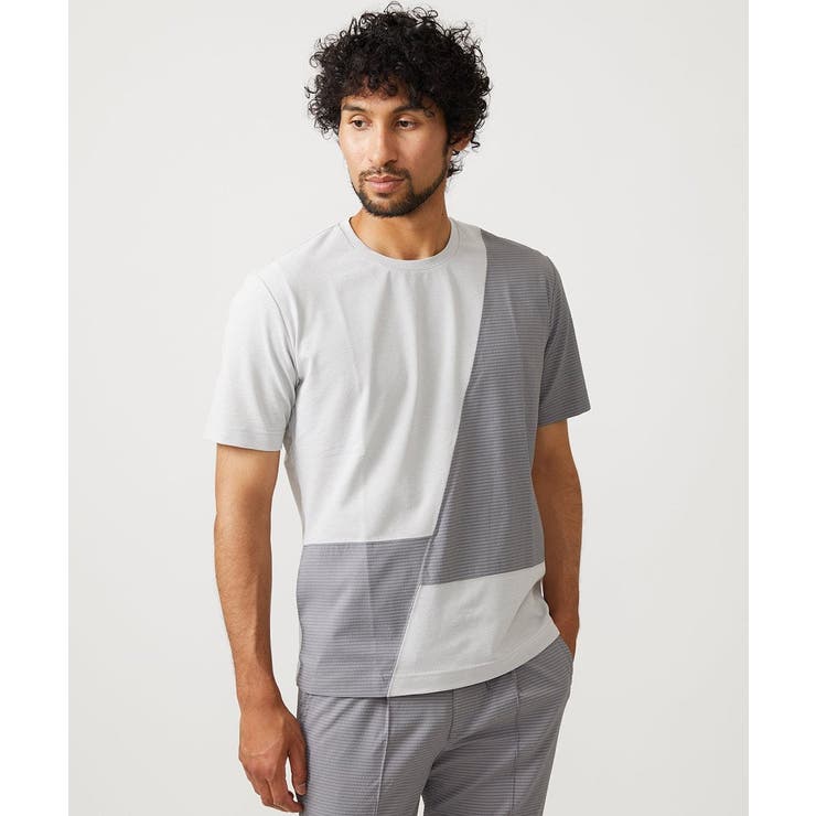 ライトグレー | 【セットアップ】切り替えクルーネック半袖カットソー | MICHEL KLEIN HOMME