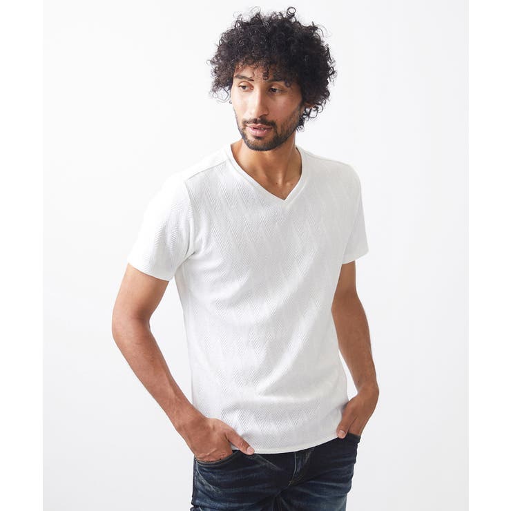 ホワイト(90) | 《日本製》ウェーブリンクス半袖カットソー | MICHEL KLEIN HOMME