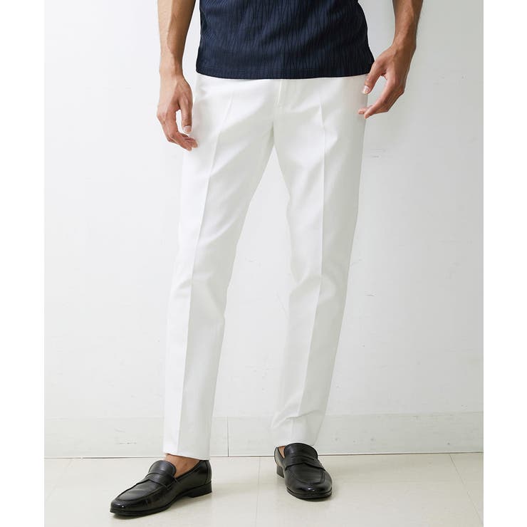 ホワイト(90) | ヘリンボンプレビアシャンブレースラックスパンツ 撥水 | MICHEL KLEIN HOMME