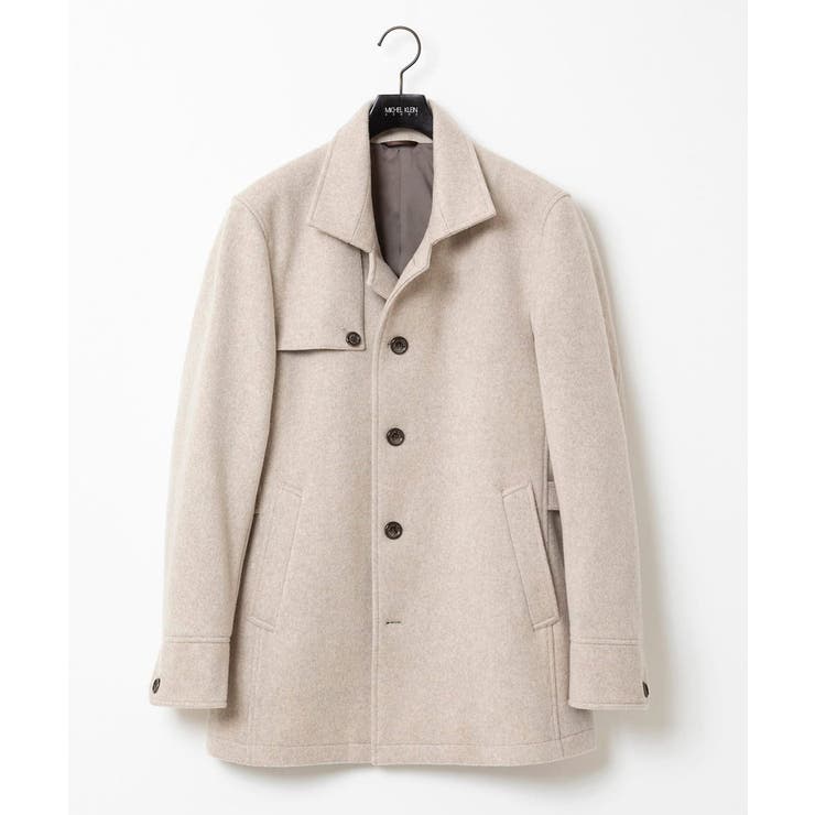 ベージュ | スタンドカラーウールコート | MICHEL KLEIN HOMME