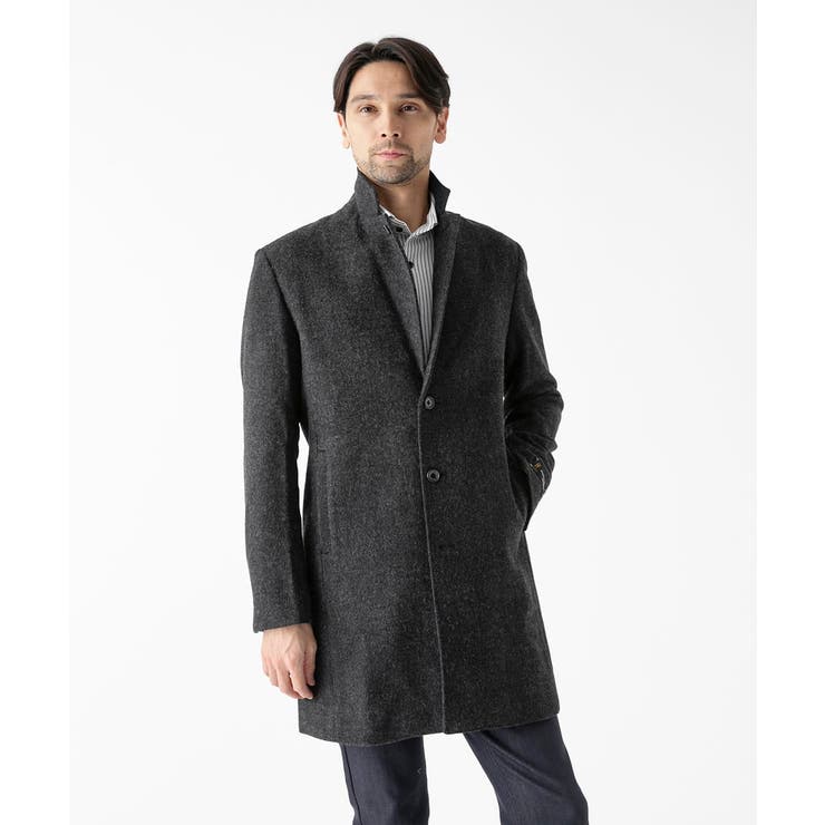 ブラック | ウールヘリンボンチェスターコート | MICHEL KLEIN HOMME