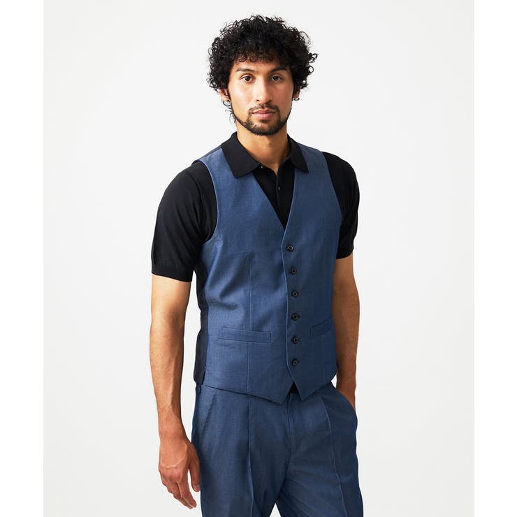 【セットアップ】デニム調リバーシブルベスト | MICHEL KLEIN HOMME | 詳細画像1 