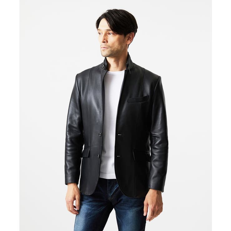 ブラック | ラムレザーコンバーチブルジャケット | MICHEL KLEIN HOMME