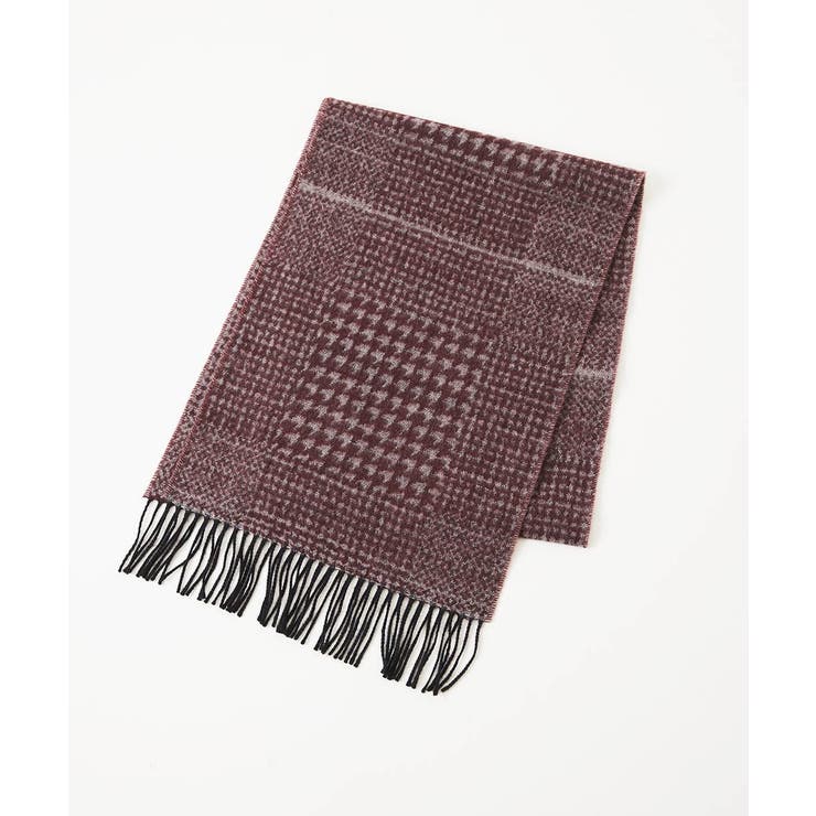 パープル(77) | グレンチェック柄ウールマフラー | MICHEL KLEIN HOMME