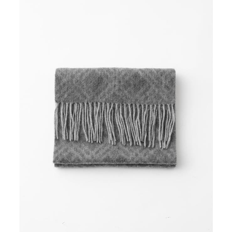 グレー | バイアスチェック柄カシミヤマフラー | MICHEL KLEIN HOMME