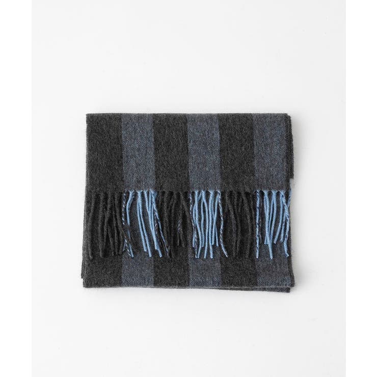 ダークグレー | ストライプ柄カシミヤマフラー | MICHEL KLEIN HOMME