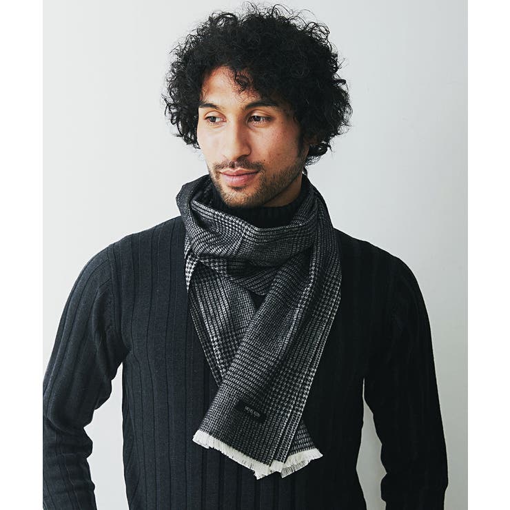 ブラック(94) | シルクグレンチェックマフラー | MICHEL KLEIN HOMME