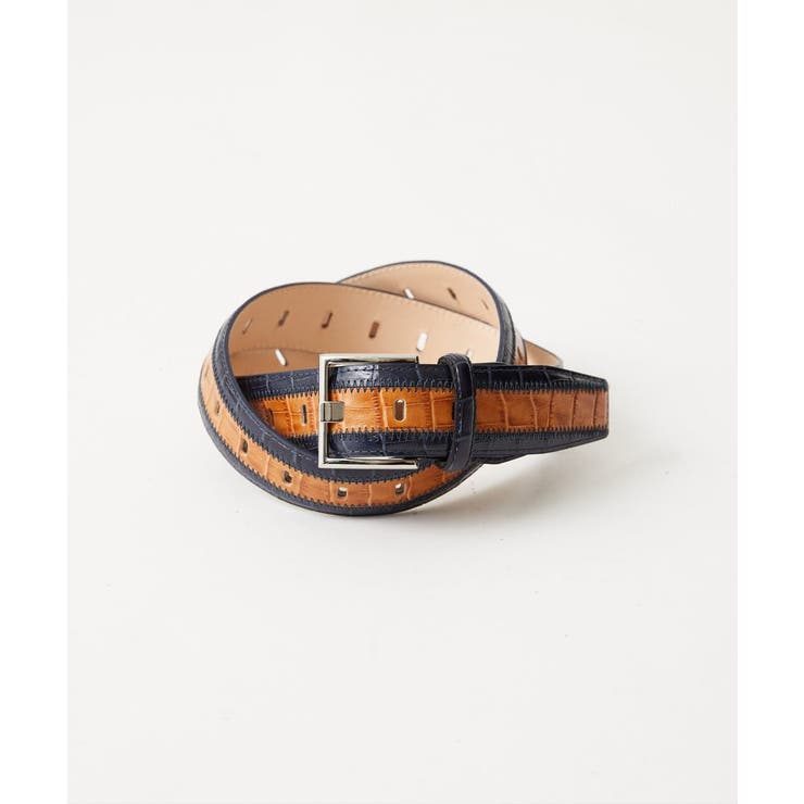 クロコパッチ ワイドピンベルト | MICHEL KLEIN HOMME | 詳細画像1 