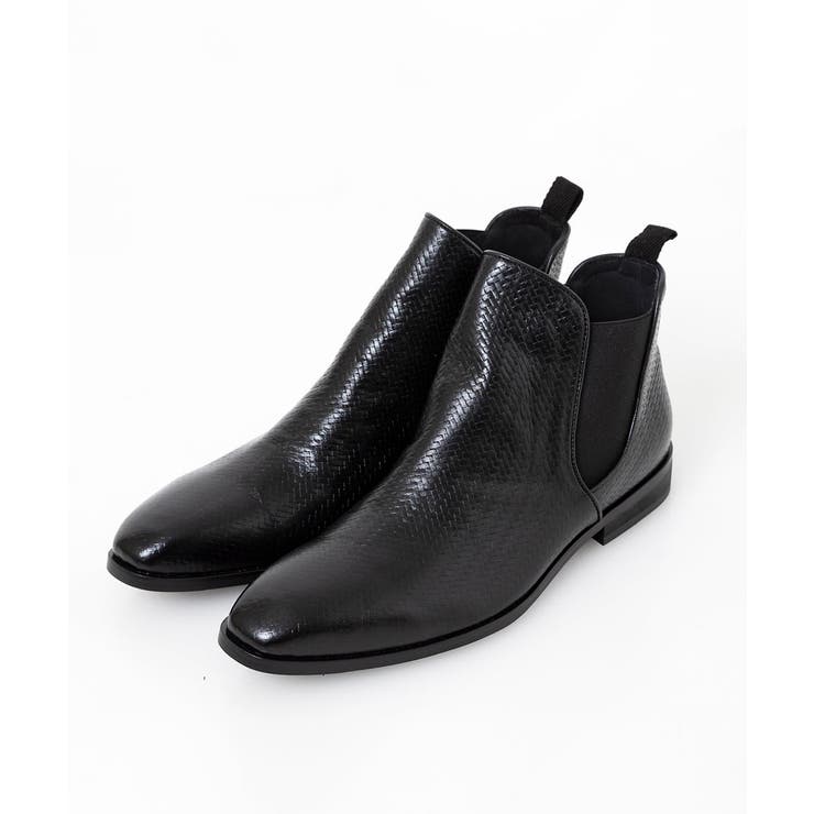 ブラック(94) | 《日本製》エンボス加工レザーブーツ | MICHEL KLEIN HOMME