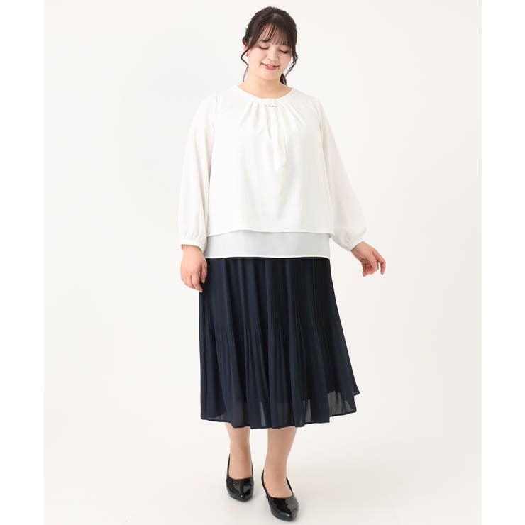 【大きいサイズ/11号サイズあり】4WAYボウタイ風ブラウス 大きいサイズ/11号サイズあり】4WAYボウタイ風ブラウス[品番