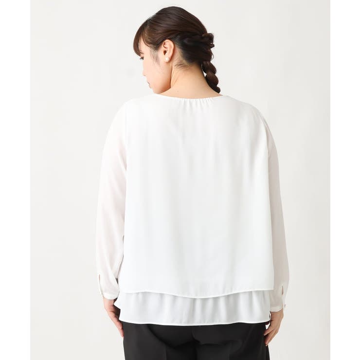【大きいサイズ/11号サイズあり】2WAYジョーゼットタックブラウス eur3｜【大きいサイズ/11号サイズあり】2WAYジョーゼットタック