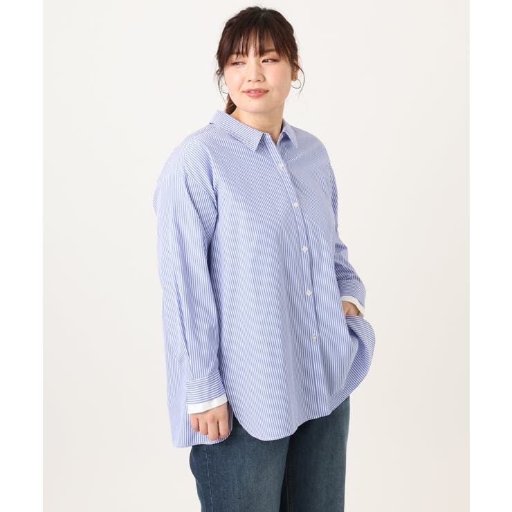 【大きいサイズ】レイヤード風ドロップショルダーシャツ | eur3 | 詳細画像10 