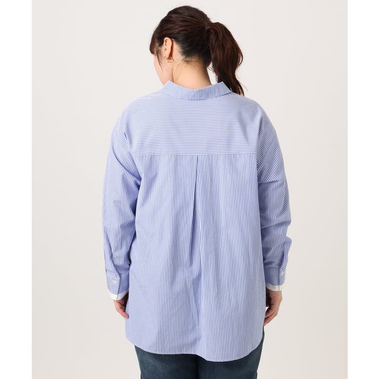 【大きいサイズ】レイヤード風ドロップショルダーシャツ | eur3 | 詳細画像12 