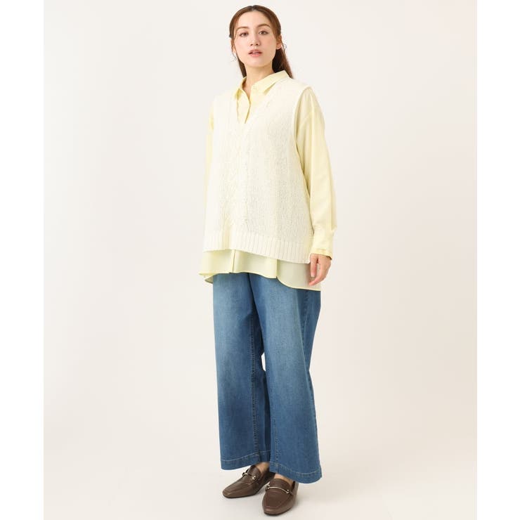 【大きいサイズ】レイヤード風ドロップショルダーシャツ | eur3 | 詳細画像3 