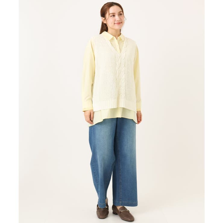 【大きいサイズ】レイヤード風ドロップショルダーシャツ | eur3 | 詳細画像4 