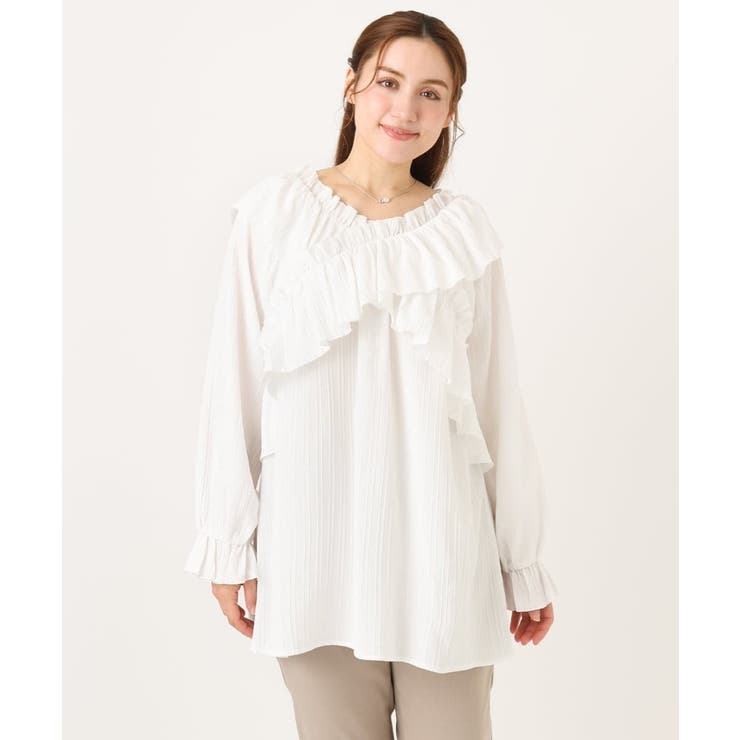 【大きいサイズ】2WAYフリルギャザーブラウス | eur3 | 詳細画像1 