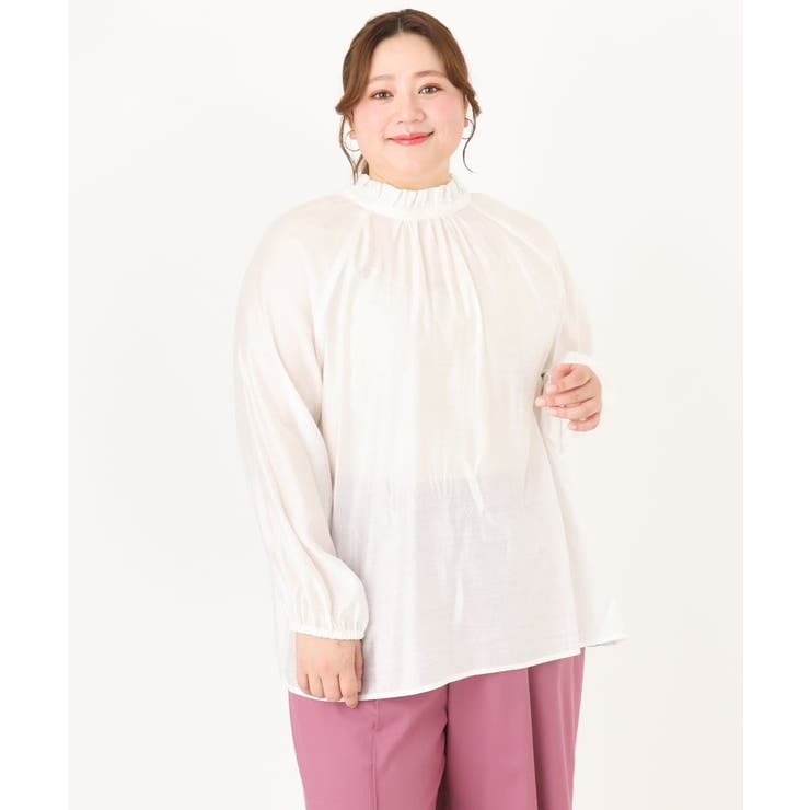 アイボリー(80) | 【大きいサイズ/11号サイズあり】フリルリボンブラウス | eur3