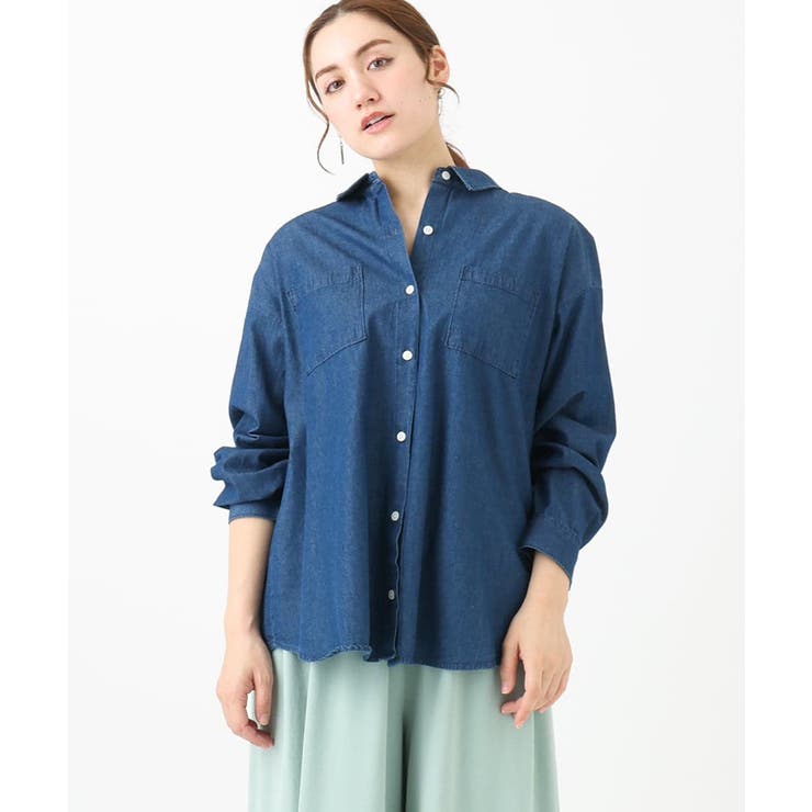 ネイビー(57) | 【大きいサイズ】デニムシャツ | eur3